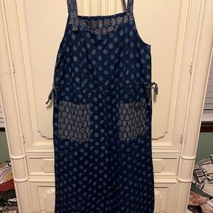 April Cornell Stylish Blue Patterned Jumpsuit Cotton Large